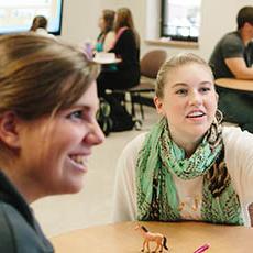 Students conferring in class